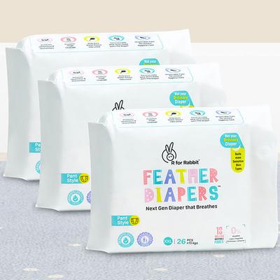R for Rabbit Feather Baby Diaper Pant (XXL) (Pack of 3 x 26's) - Diapers & Wipes