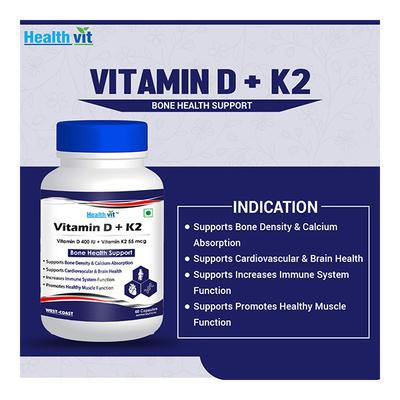 Healthvit Vitamin D + K2 Capsule 60's - Multi-Vitamins