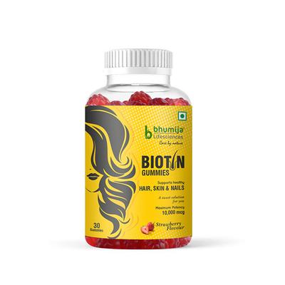 Bhumija Lifesciences Biotin 10000 mcg Gummies - Strawberry Flavour 30's - Hair & Skin