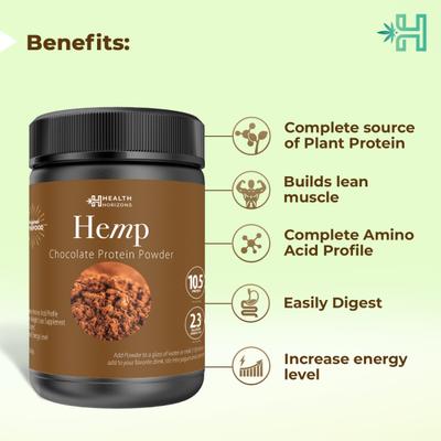 Health Horizons Hemp Protein Powder - Chocolate 500 gm - Workout Essentials