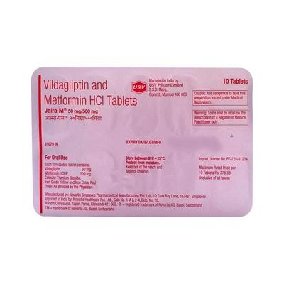 Jalra M 50/500mg Tablet 10'S - Diabetes-Ant