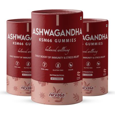 Nirvasa Ashwagandha KSM 66 Gummies (Pack of 3 x 60's) 1's - Sexual Care