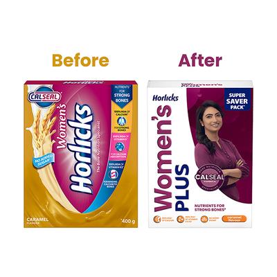 Women's Plus Horlicks No Added Sugar Powder - Caramel Flavour 400 gm (Refill Pack) - Daily Health Drinks
