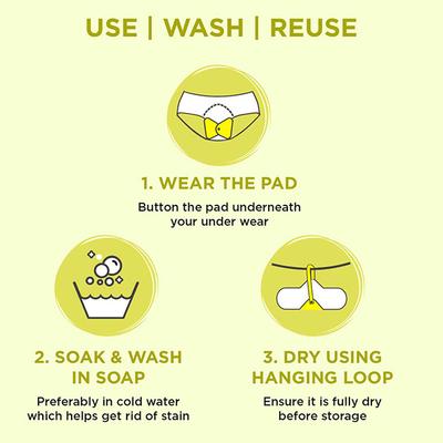 Pee Safe Reusable Sanitary Pads (Regular Pad 3's + Overnight Pad 1's + Leak Proof Pouch 1's) - Sanitary Napkins