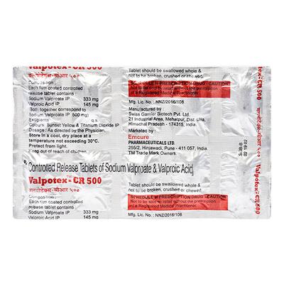 Valpotex CR 500mg Tablet 10'S - Epilepsy/Convulsion-Ant