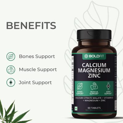 Boldfit Calcium Magnesium Zinc Tablet 60's - Calcium And Minerals
