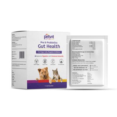 Petvit Pre & Probiotics Gut Health Powder for Dogs, Cats, Puppies & Kittens 20's - Pet accessories