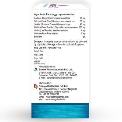 NisargaHerbs Regu-G Veggie cap 60's - Diabetes Care (Ayush)