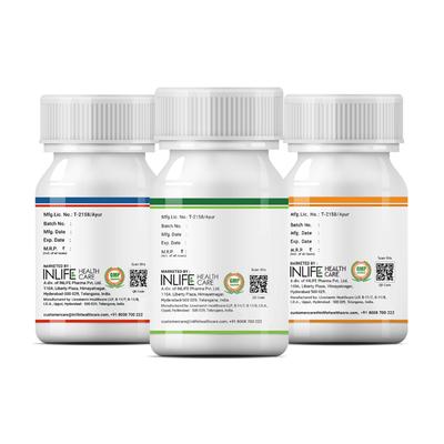 INLIFE Natural Immunity Booster Kit (Natural Vitamin C + Guduchi + Ashwagandha) Vegetarian Capsule (Pack of 3 x 60's) - Vitamin C