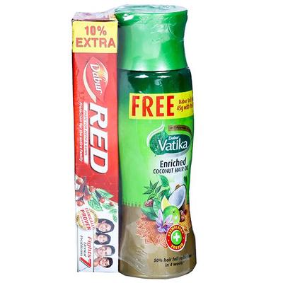 Dabur Vatika Enriched Coconut Hair Oil (Free Dabur Red Toothpaste 40 gm) 150 ml - Hair Oils