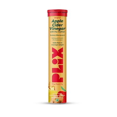 Plix Original Apple Cider Vinegar Effervescent Tablet - Lemon Ginger 15's - Apple Cider Vinegar - Acv