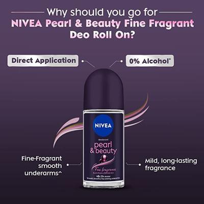 Nivea Pearl & Beauty Deodorant Roll On - Fine Fragrance 50ml - Women Deodorants/Roll-Ons