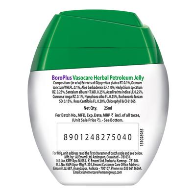 Boro Plus Vasocare Herbal Petroleum Jelly (Free Boroplus Soft Cream worth Rs.7) 25 ml - Creams/Oils/Lotions