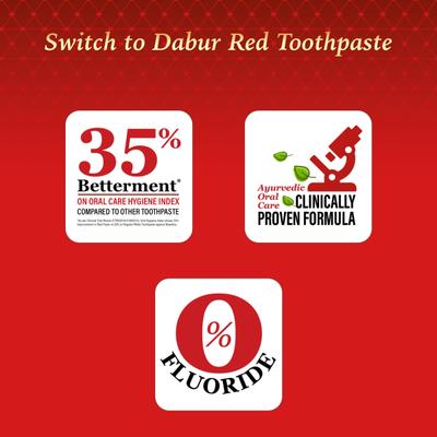 Dabur Red Toothpaste 500 gm (2x200gm + 1x100gm) - Personal Care (Ayush)