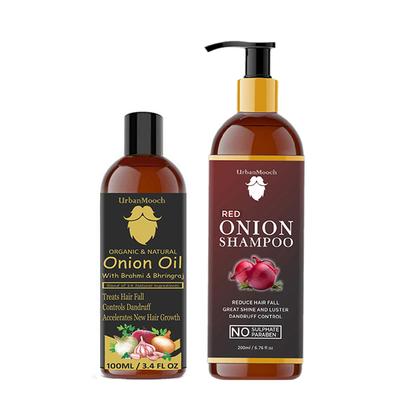 UrbanMooch Onion Hair Oil 100 ml + Red Onion Hair Shampoo 200 ml - Hair Oils