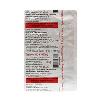 TEGLIWYN M 1000mg Tablet 10's - Diabetes-Ant