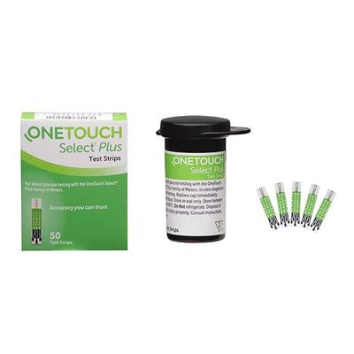 OneTouch Select Plus Strip (Pack of 2 x 50's) + OneTouch Delica Plus Lancet (Pack of 2 x 25's) - Blood Glucose Monitors/Test Strips