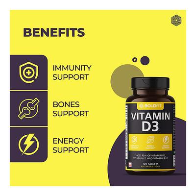 Boldfit Vitamin D3 Tablet 120's - Multi-Vitamins