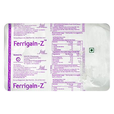 FERRIGAIN Z Tablet 10's - Iron Supplement/Anaemia-Vma