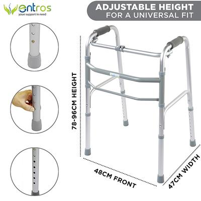 Entros Reciprocating Folding Walker Adjustable Height - Silver (SC4025) - Wheelchairs & Walking Sticks