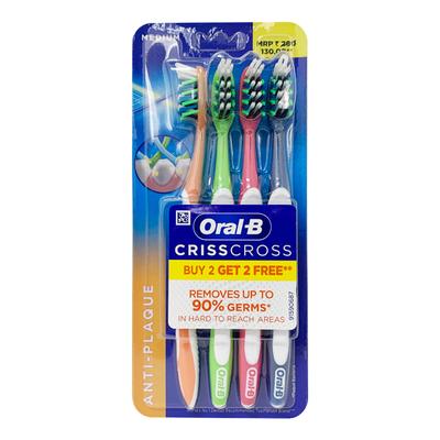 Oral-B CrissCross Anti-Plaque Toothbrush - Medium (Buy 2 Get 2 Free) - Toothbrushes
