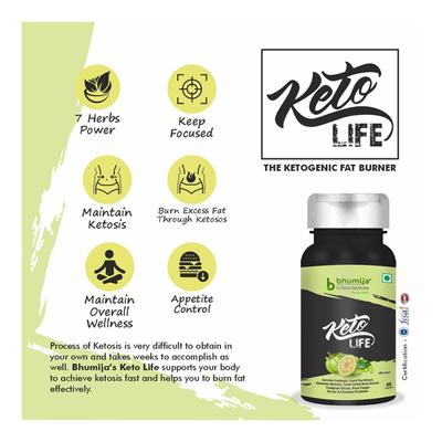 Bhumija Lifesciences Keto Life Veg Capsule (Pack of 3 x 60's) - Weight Loss