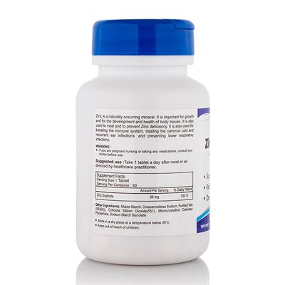 HealthVit Zinc Sulphate 50 mg Tablets 60's - Calcium And Minerals