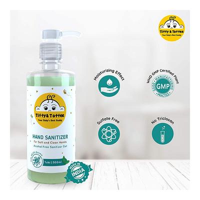 Tiffy & Toffee Non-Alcoholic Hand Sanitizer - Tulsi 500 ml + Non-Alcoholic Hand Sanitizer - Lemon 100 ml - Baby Skin Care