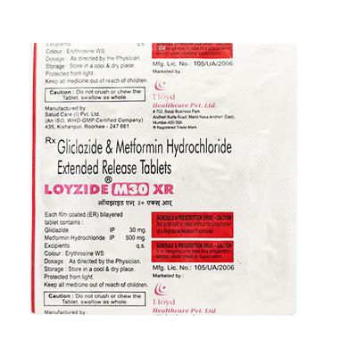Loyzide M XR 30mg Tablet 15'S - Diabetes-Ant