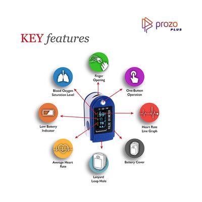 Prozo Plus Fingertip Pulse Oximeter - Multicolour - Health Monitors And Equipment