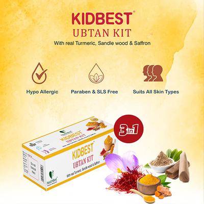 HealthBest Kidbest Ubtan Kit - Cleansing Yogurt, Scrub & Cream (Pack of 3 x 50 gm) - Baby Skin Care
