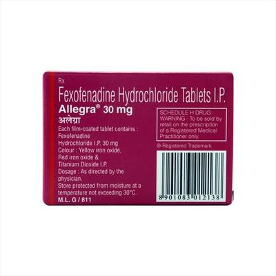 Allegra 30mg Tablet 10'S - Allergies-Ant