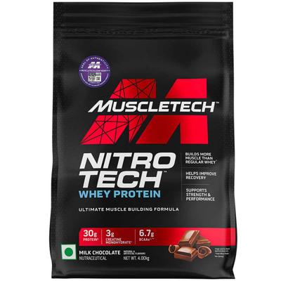 MuscleTech Nitro Tech Whey Protein Powder - Milk Chocolate 4 kg - Whey Proteins