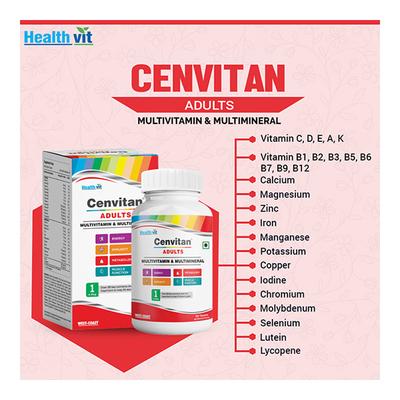 HealthVit Cenvitan Adults (Multivitamin & Multimineral) Tablet 60's - Multi-Vitamins