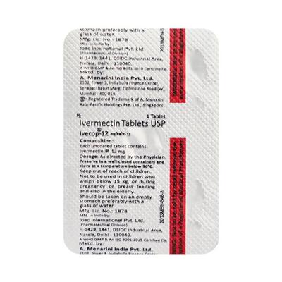 Ivecop 12mg Tablet 1's - Parasitic Worms-Ant