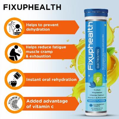 FixUpHealth Electrolytes Effervescent Tablet - Lemon Flavour (Pack of 2 x 20s) 1's - General Health