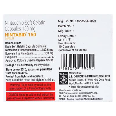 NINTABID 150mg Soft Gelatin Capsule 10's - Idiopathic Pulmonary Fibrosis