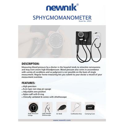 Newnik Aneroid Type Sphygmomanometer with Free Stethoscope (SP501) - Blood Pressure Monitors