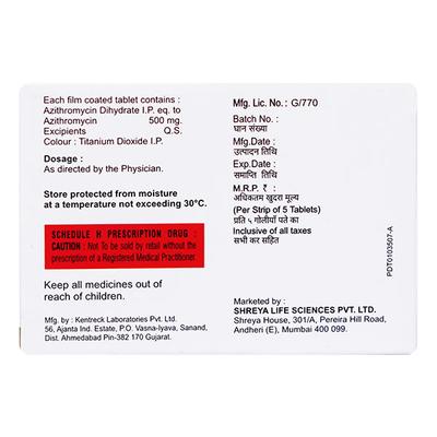 AZITAZ 500 Tablet 5's - Bacterial Infections-Mac
