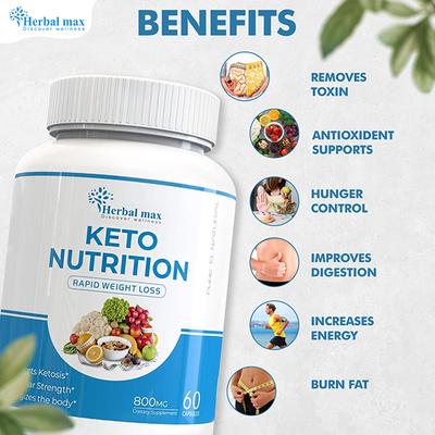 Herbal Max Keto Nutrition Dietary Supplement 800 mg Capsule 60's - Weight Loss