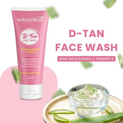 Health Veda D Tan Face Wash - Aloe Vera Extract + Vitamin E 100 ml - Face Washes