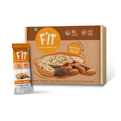 F'iT Complete Nutrition Bar - Nuts n Seeds (Pack of 6 x 50 gm) - Nutritional Bars