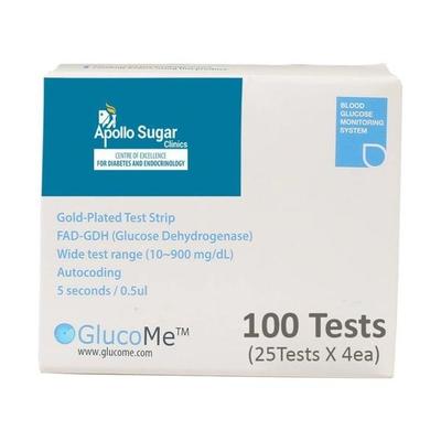 Apollo Sugar Glucome Test Strip 100's - Blood Glucose Monitors/Strips