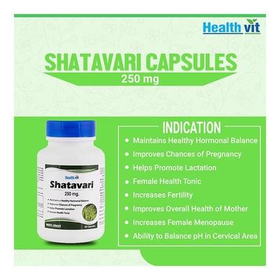 HealthVit Shatavari 250 mg Capsules 60's - Herbal Dietary Supplement