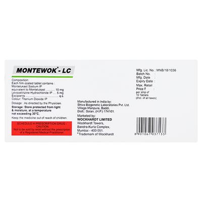 Montewok LC Tablet 10'S - Allergies-Ant