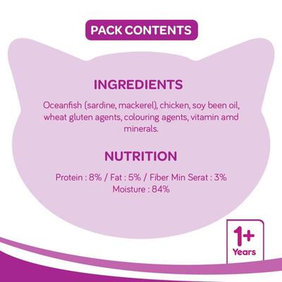 Whiskas Adult Ocean Fish Flavor (Pack of 85gm x 24) 2040 gm - Petfood