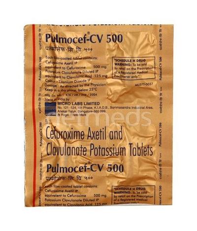Pulmocef CV 500mg Tablet 4'S - Bacterial Infections-Cep