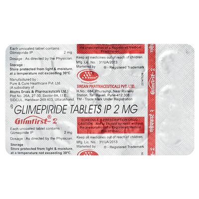 GLIMFIRST 2 Tablet 15's - Diabetes-Ant