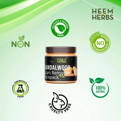 Heem & Herbs Scars Remover Face Pack - Sandalwood 100 gm - Face Packs