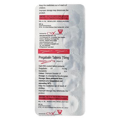 PRESTILLER 75 Tablet 10's - Neuropathic Pain-Dru